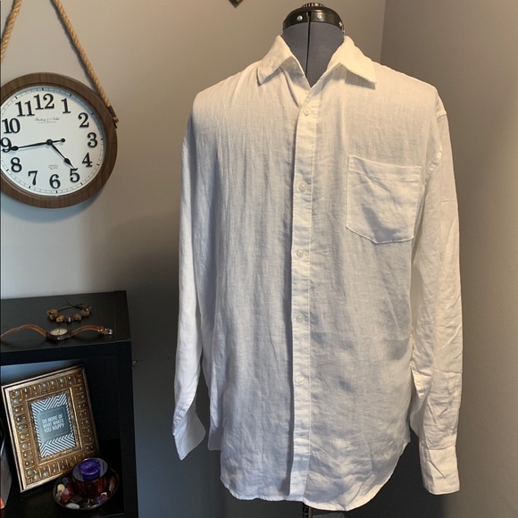 White Linen Button Down - Large - Picture 1 of 2